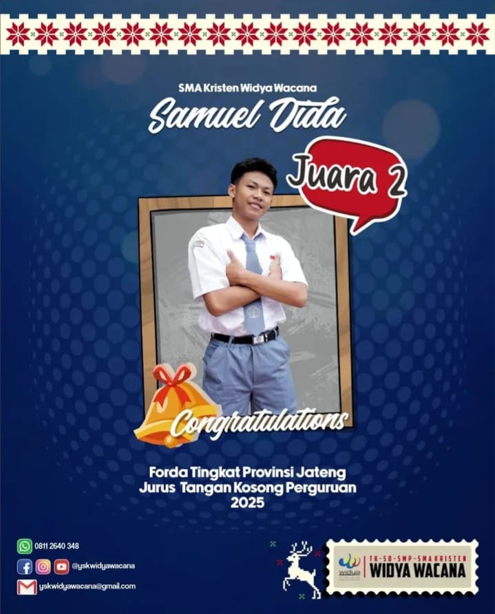 prestasi, Samuel Dida Juara I Forda Tingkat Provinsi Jawa Tengah Cabang Wushu 2025, sma widya wacana, widya wacana, ysk,  yayasan sekolah kristen, yayasan, surakarta, sma